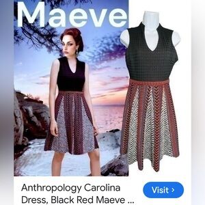 Maeve Black and Brown Chevron Midi Dress
